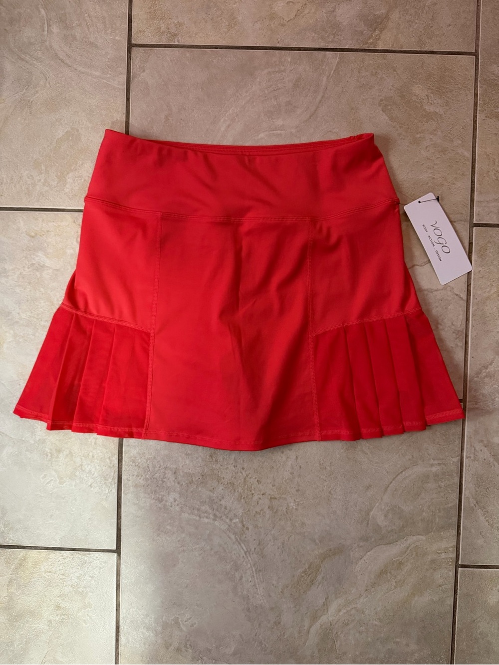 VOGO Athletica Bright Red Pleated Mini Skirt